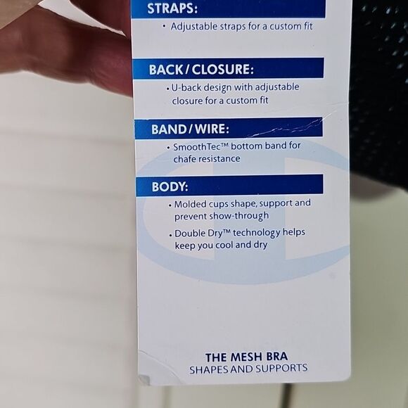 NWT Champion Sports Bra Lt. Blue Dk. Blue Size 38 D Medium Support Mesh Look - Picture 6 of 6